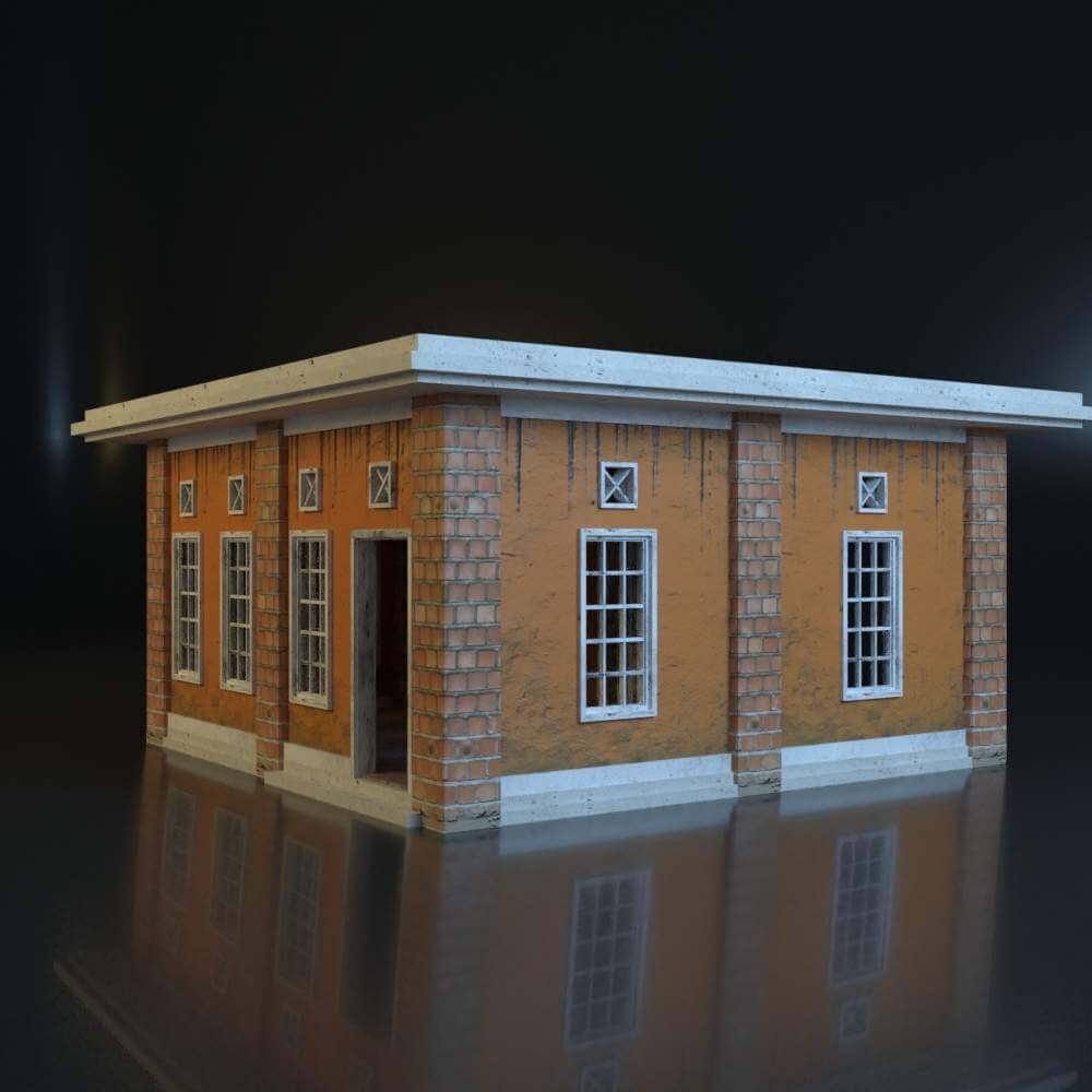 House with Interior and Door Assets 3D Model