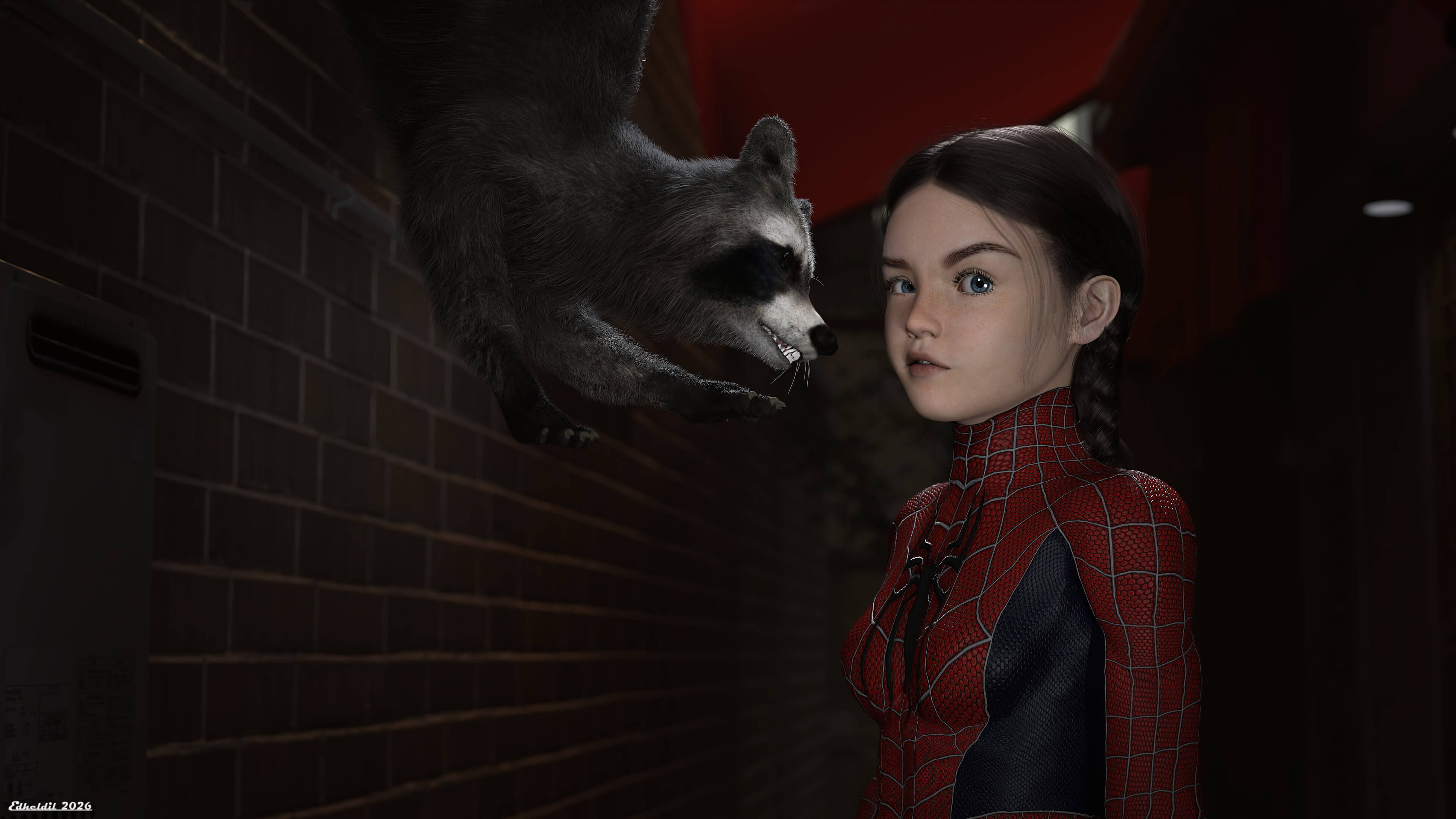 Spider Raccon Spidercoon 3D Render, Digital Art by Edheldil3D