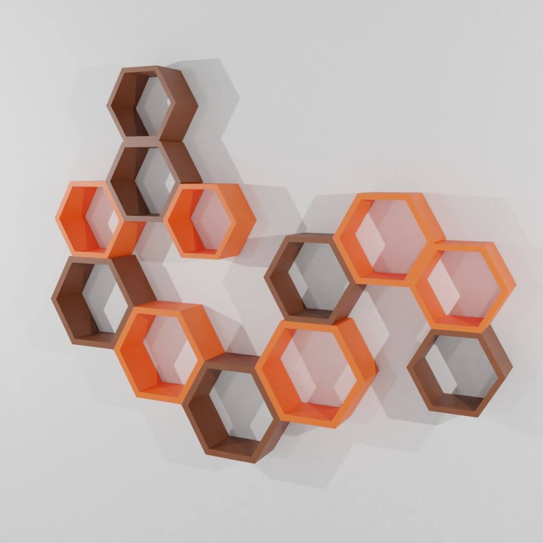 Hexagonal Wall Shelf Free 3D Model by Edwin polanco