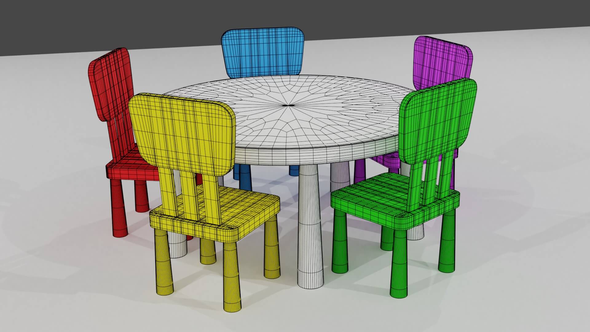 Table and Chairs For Children - Free 3D Model by Edwin polanco