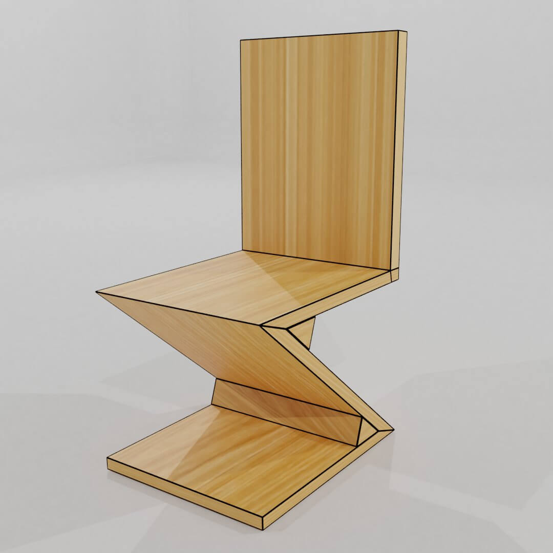 Zig Zag Chair Free 3D Model by Edwin polanco