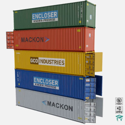 Header Unity Container 5 Cargo Container Single Mat All PBR Unity UE Textures - 3D Model by ...