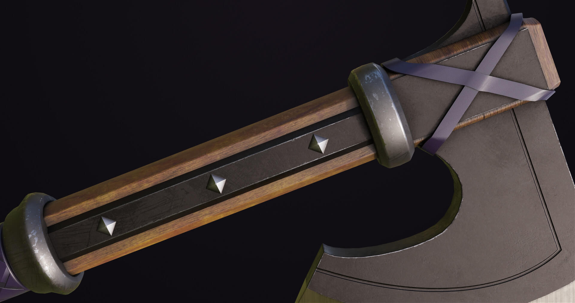 Battle Axe 14 Violet Handle All PBR Unity UE Textures 3D Model by