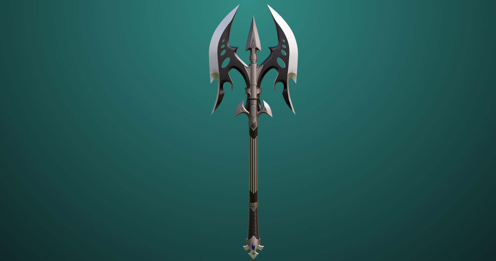 Battle Axe 01 Silver 3D Model by Eight Vertex