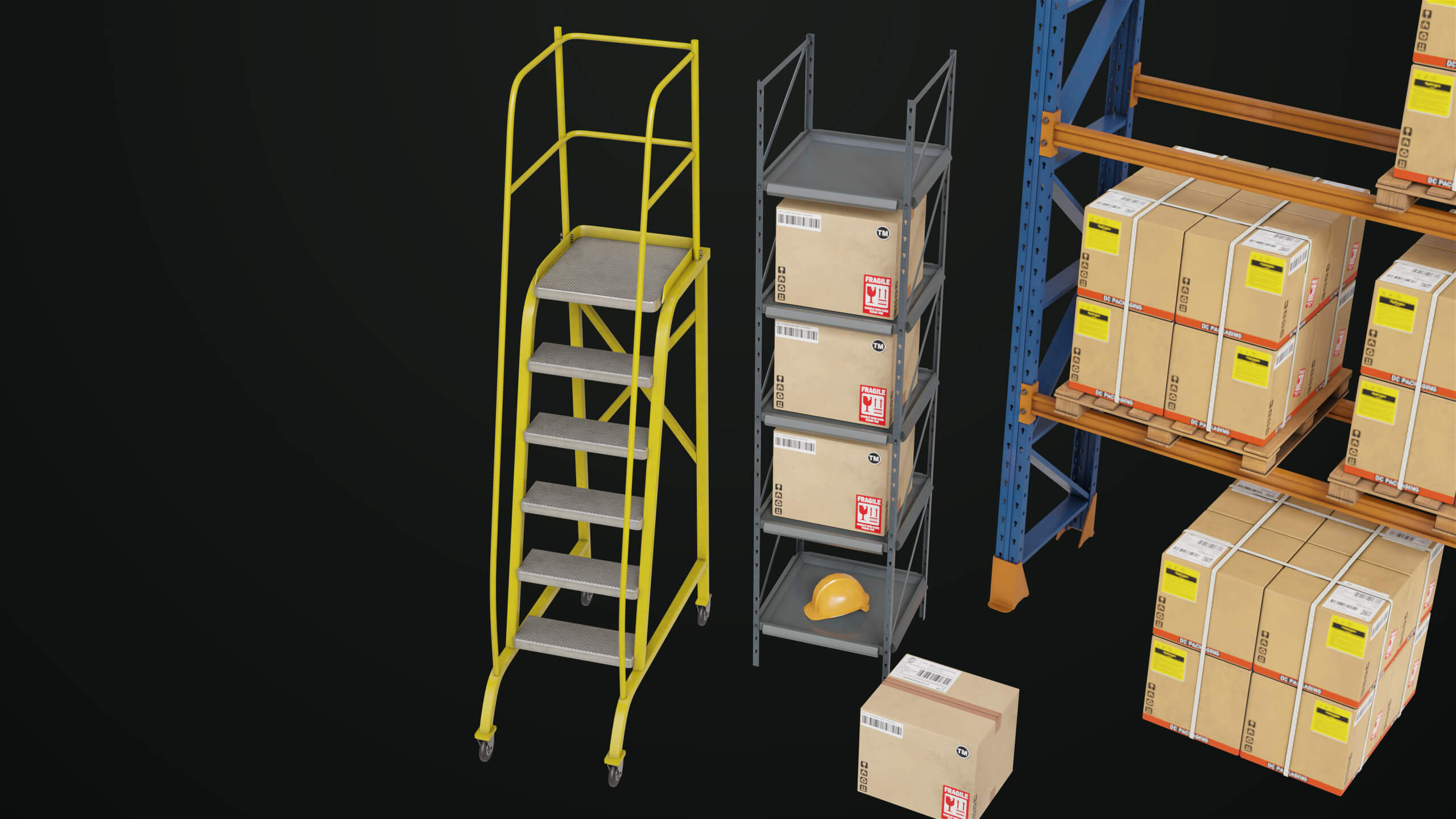 Set Property Cargo Pallet Trucks and Set Properties Single Mat PBR - 3D Model by ...
