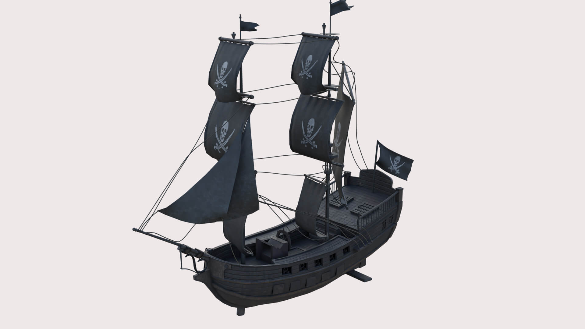 Pirate Sailing Ship All PBR Unity UE Textures Included - 3D