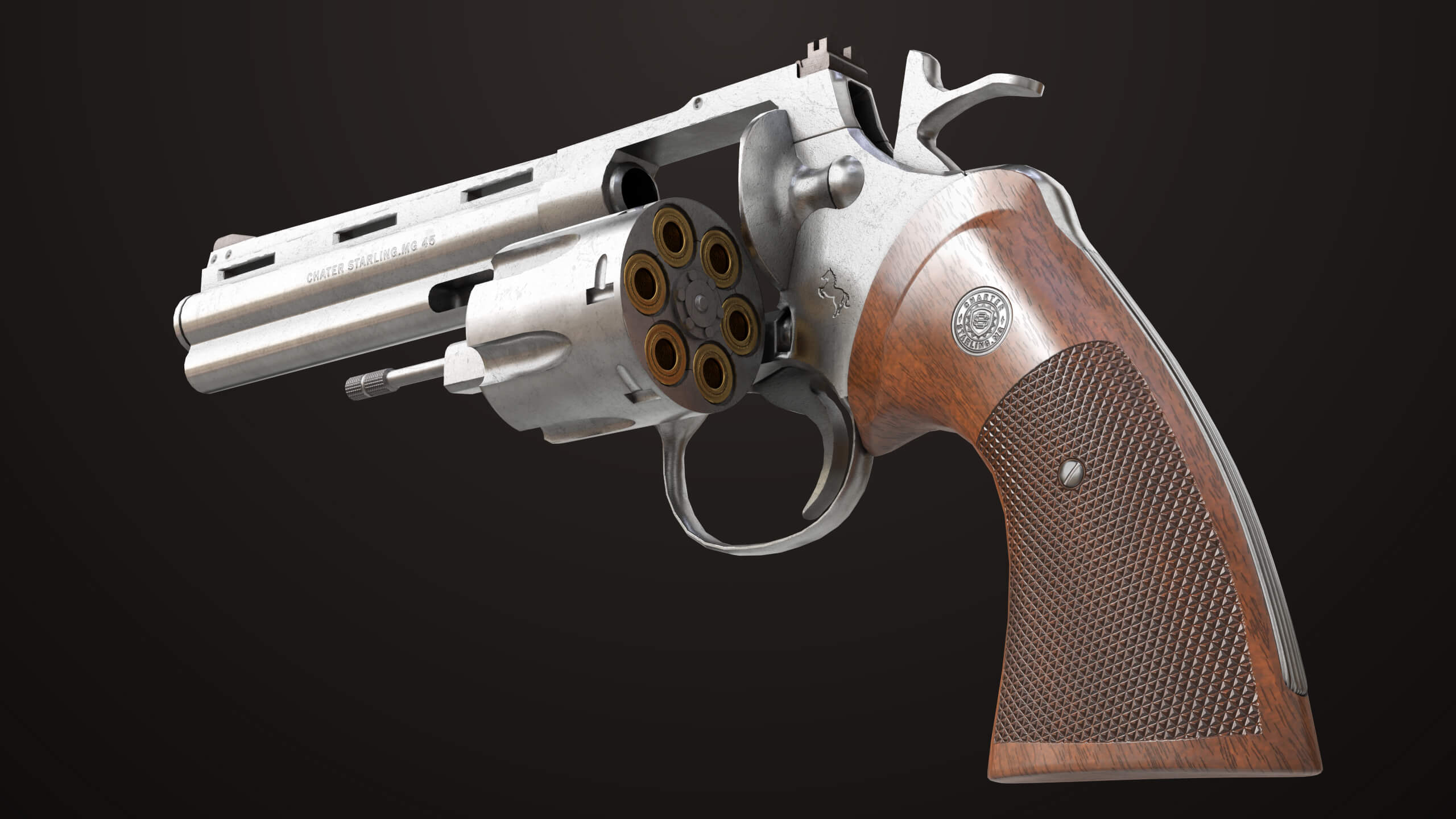Revolver 05 Silver Colt Python All PBR Unity UE Textures - 3D Model by ...
