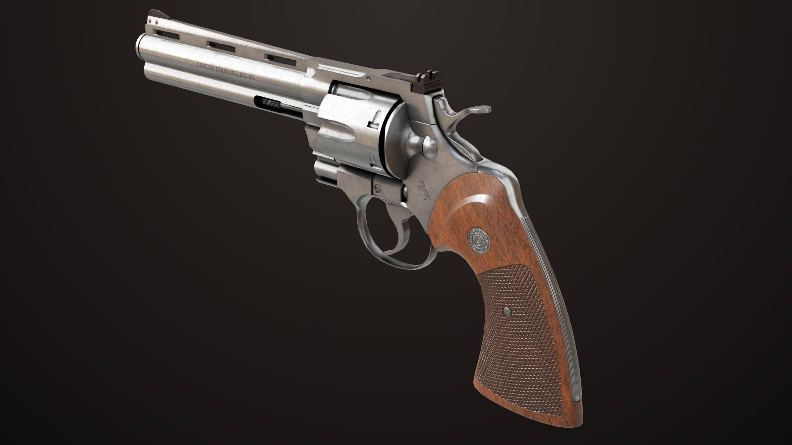 Revolver 05 Silver Colt Python All PBR Unity UE Textures - 3D Model by ...