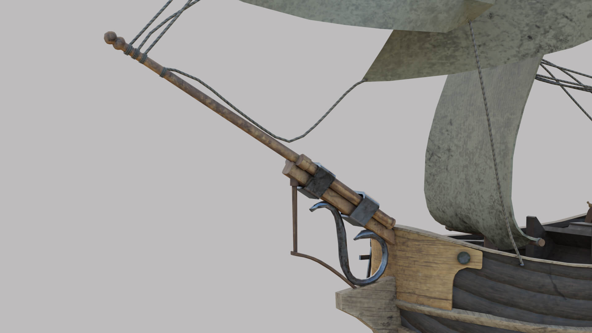 Sailing Ship Barque Dusted All PBR 3D Model by Eight Vertex