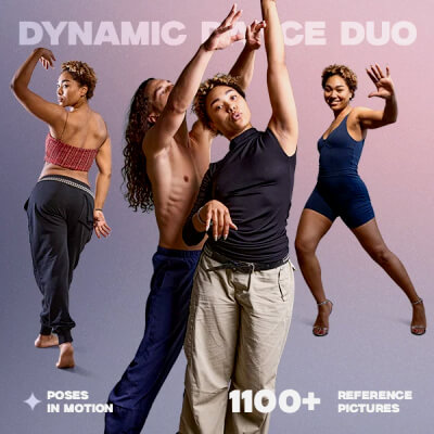 Dynamic Dance Duo: Pose Reference by Electra Studio