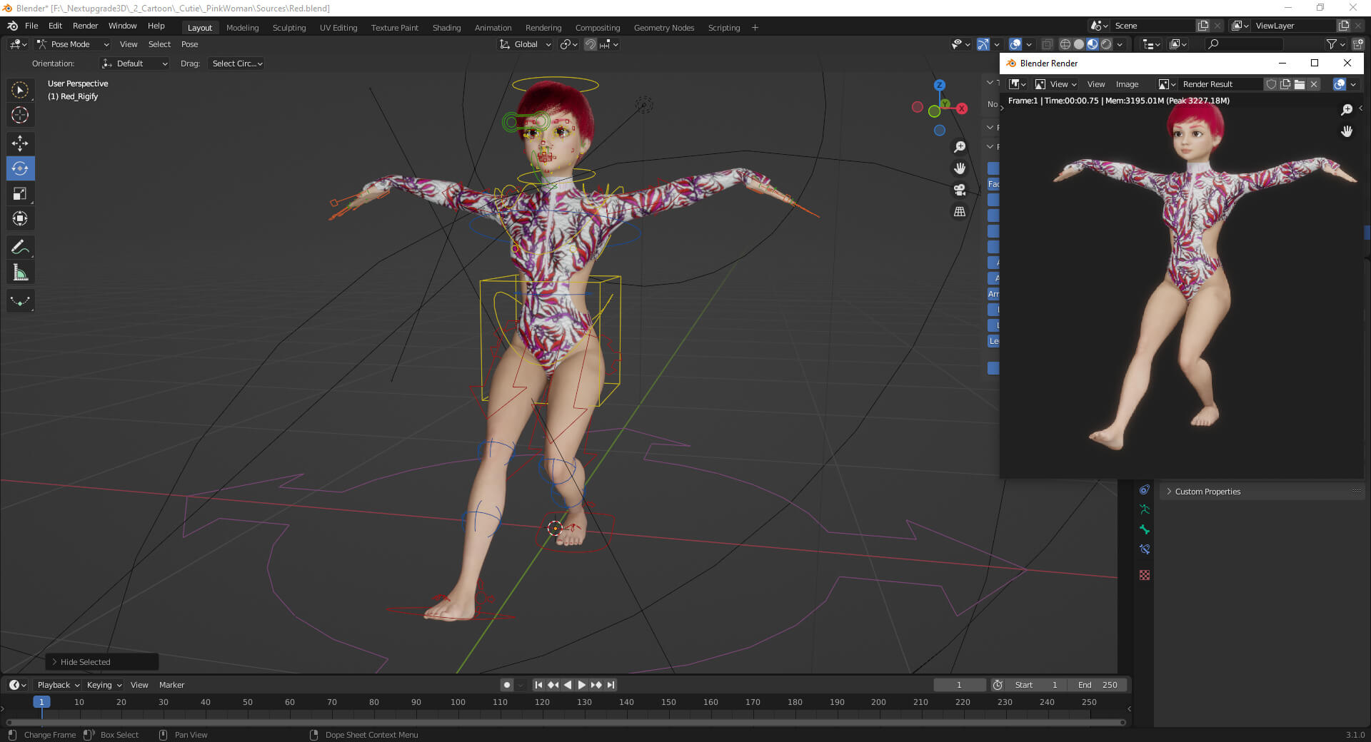 Stylized Cartoon Female - 3D Model by Elegant Mesh 3D