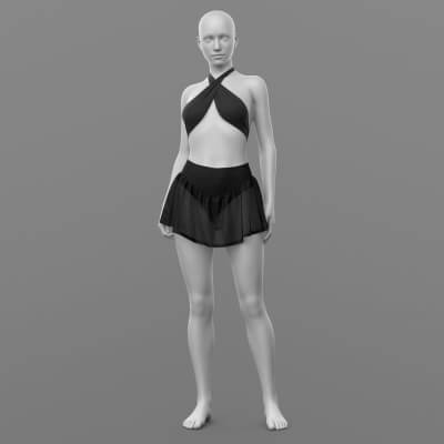 Bandage Top and Skirt Shorts G8 Female