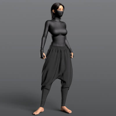 Bodysuit Mask and Wide Pants G8F by Elena_Sh
