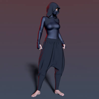 Bodysuit Mask Hood and Wide Pants G8F by Elena_Sh