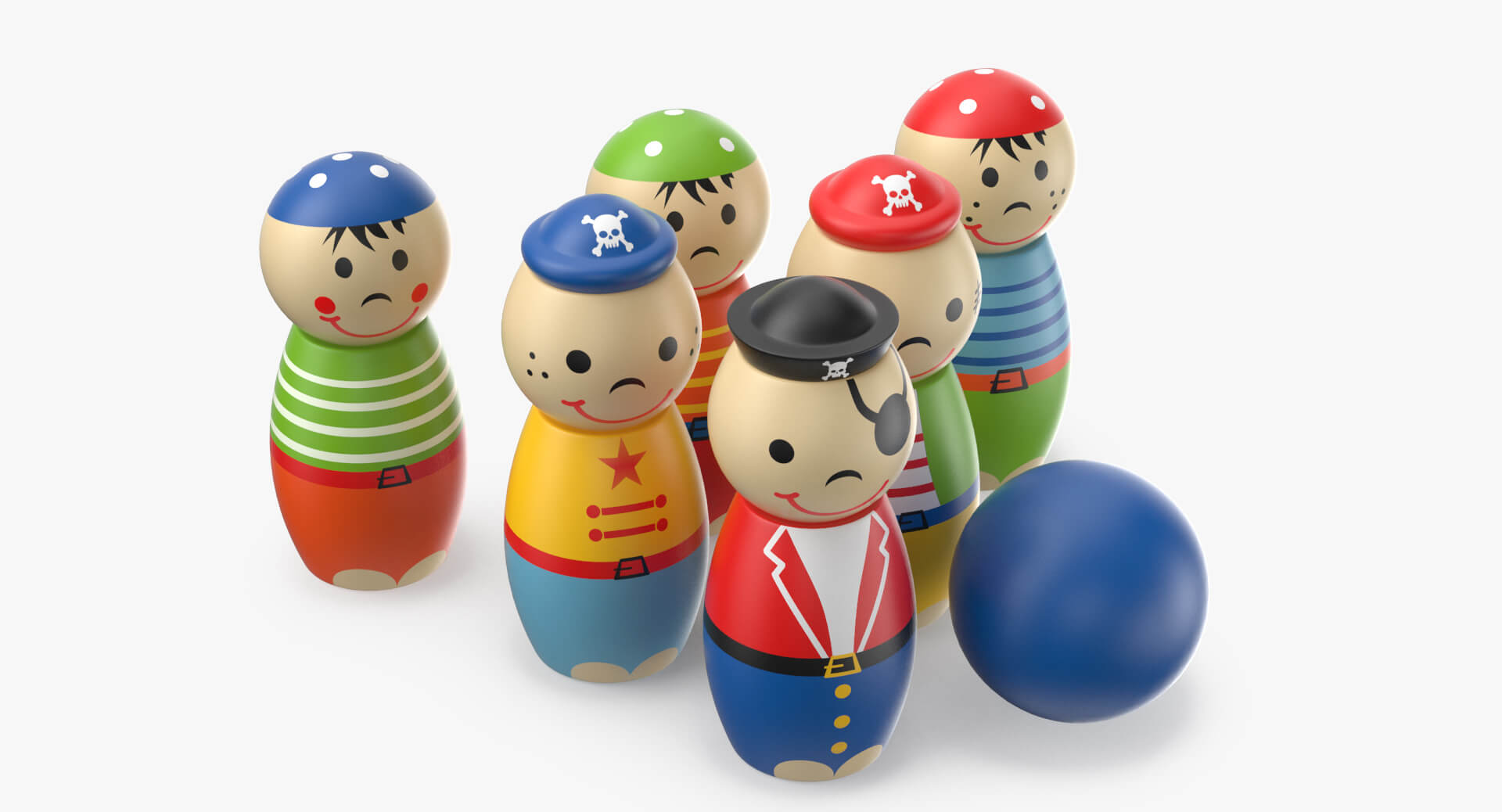 Bowling Pin Toy Pirates 3D Model by Elena_Sh