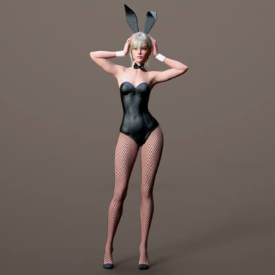 Corset 02v Bunny Fishnet Tights 2v G9 by Elena_Sh