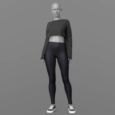 Cropped Sweatshirt Leggings Sneakers G8 Female
