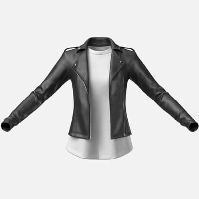 Female Leather Jacket 1v and T-Shirt 2v