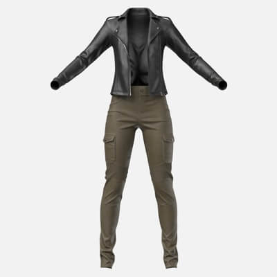 Female Leather Jacket 1v