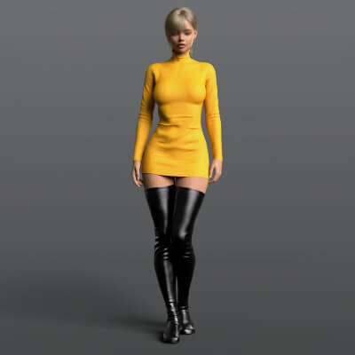 Knitted Dress and High Boots 4v G8F by Elena_Sh