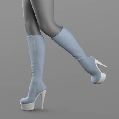 High-Heeled Denim Boots G8