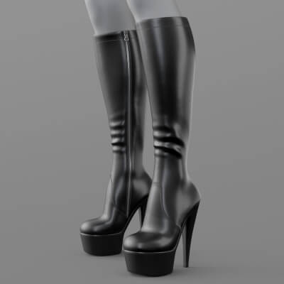 High-Heeled Leather Boots 2v G8