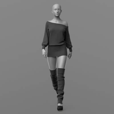 Knitted Dress 2v Knee Socks and Shoes 1v G8 Female