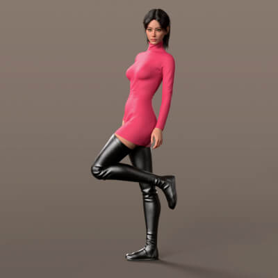 Knitted Dress and High Boots 4v G9