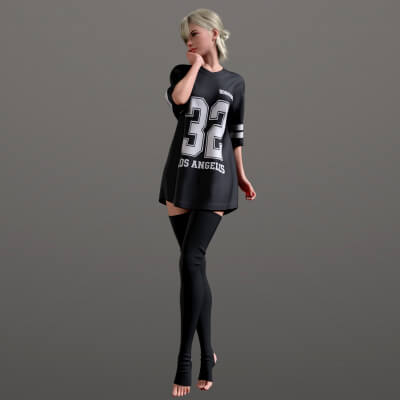 Oversize T-Shirt and Stockings 02v G9 by Elena_Sh