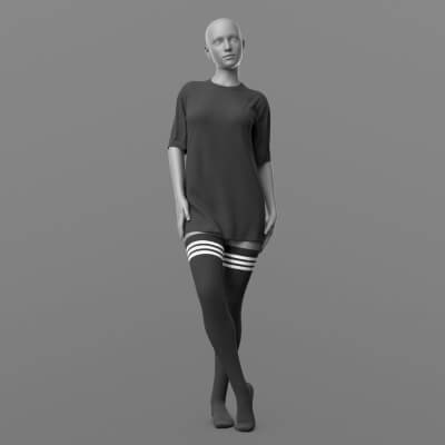 Shirt Long and Stockings G8 Female