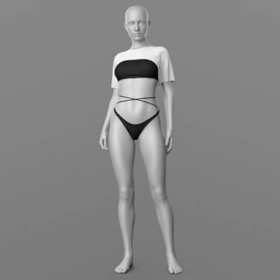 Short Shirt Top 06v and Lace Panties G8 Female