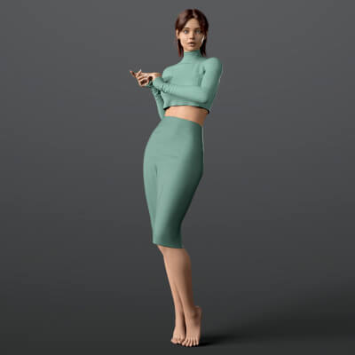 Short Sweater and Skirt Long G8F