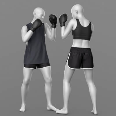Shorts Top Tank Top Boxing Gloves and Poses G9