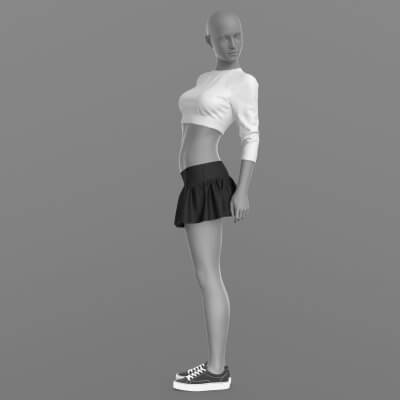 Sweatshirt Short Skirt and Sneakers G8 Female