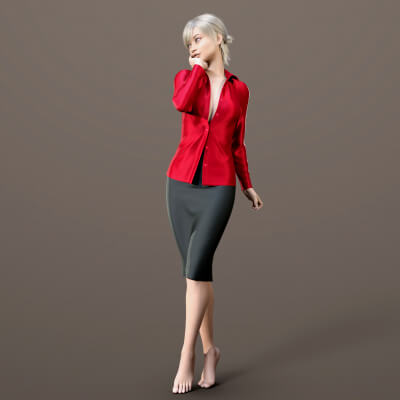 Unbuttoned Blouse and Skirt Long G8F by Elena_Sh