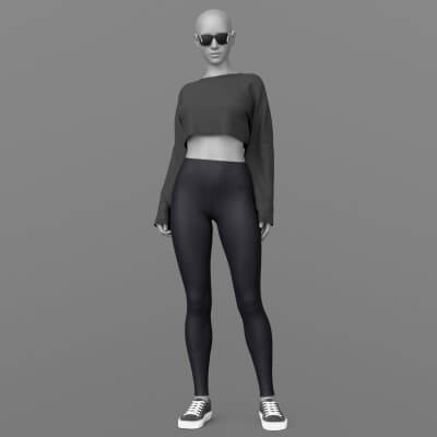 Cropped Sweatshirt Leggings Sneakers Sunglasses G8 Female