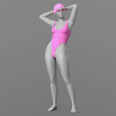 Swimsuit 05v Swimming Cap and Goggles G9