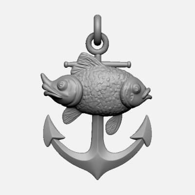  Goldfish Anchor Pendant