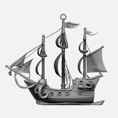  Pirate Ship and Octopus Pendant 2