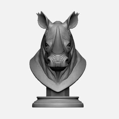  Rhino Head Bust