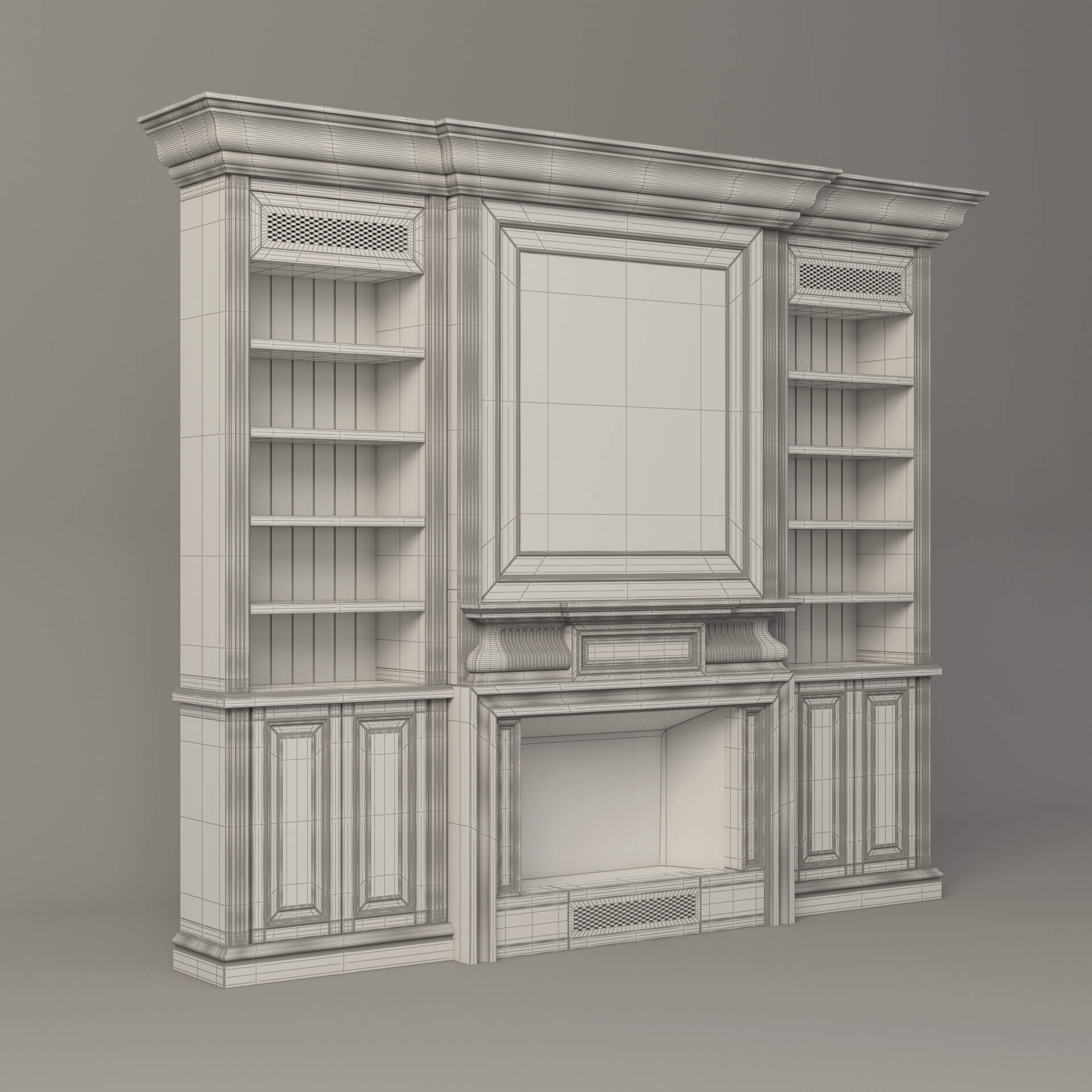 Classic Bookcase 001 - 3D Model by Elshan_3d_artist