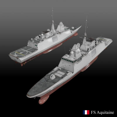 Fremm Frigate FS Aquitaine - 3D Model by ennuishao