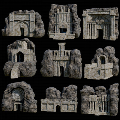Ancient Temple Entrance Collection - 3D Model by Enterables