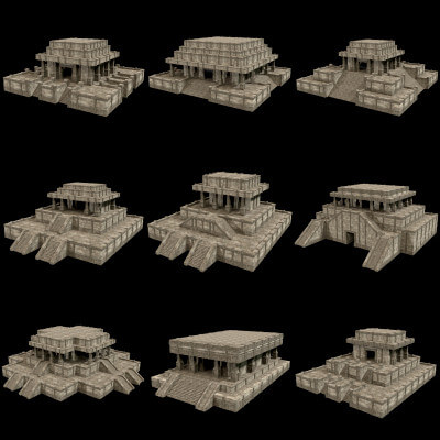 Ancient Temple Tomb Ruin Collection - 3D Model by Enterables
