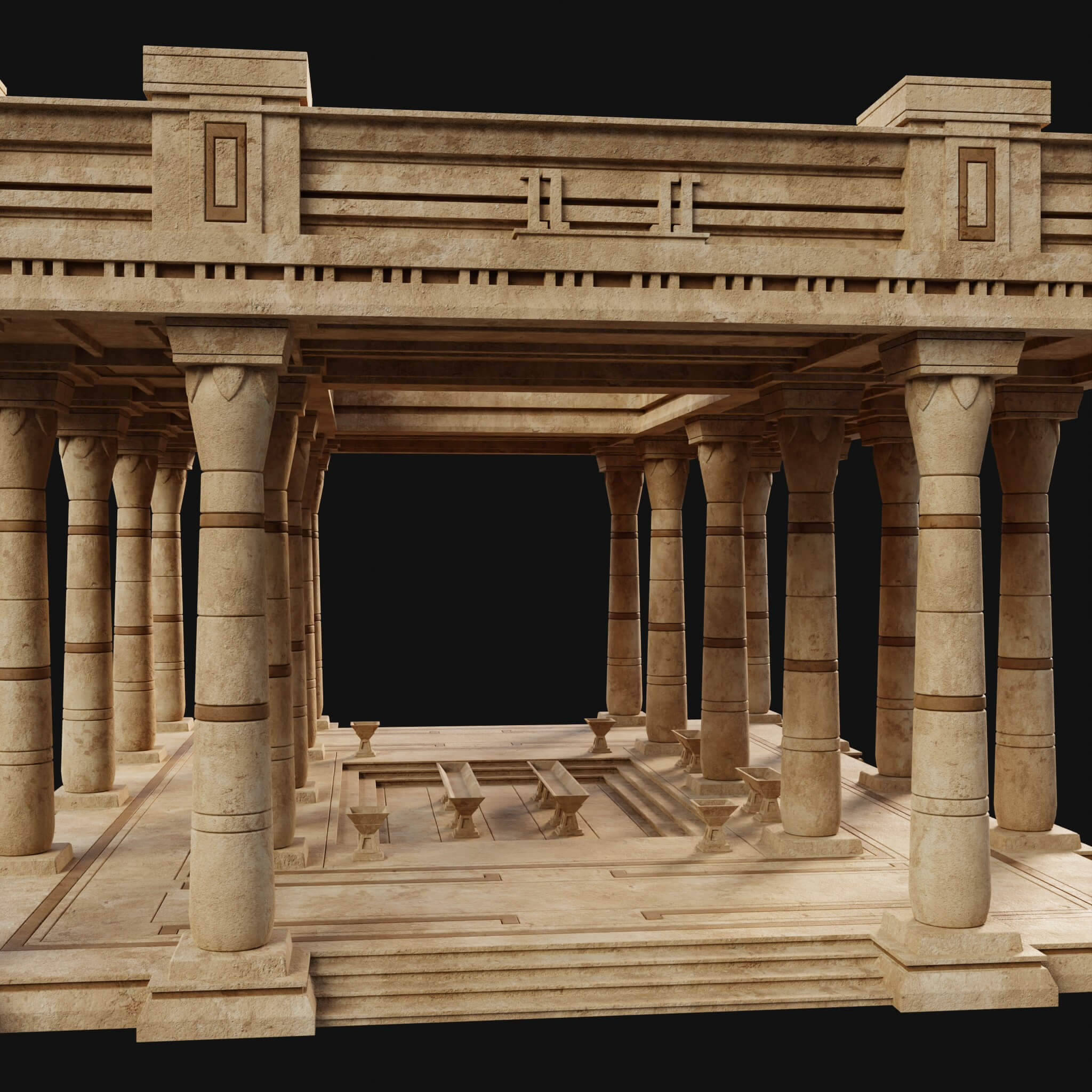Egyptian Arab Desert Atrium Bathhouse Ancient Collection 3D Model by