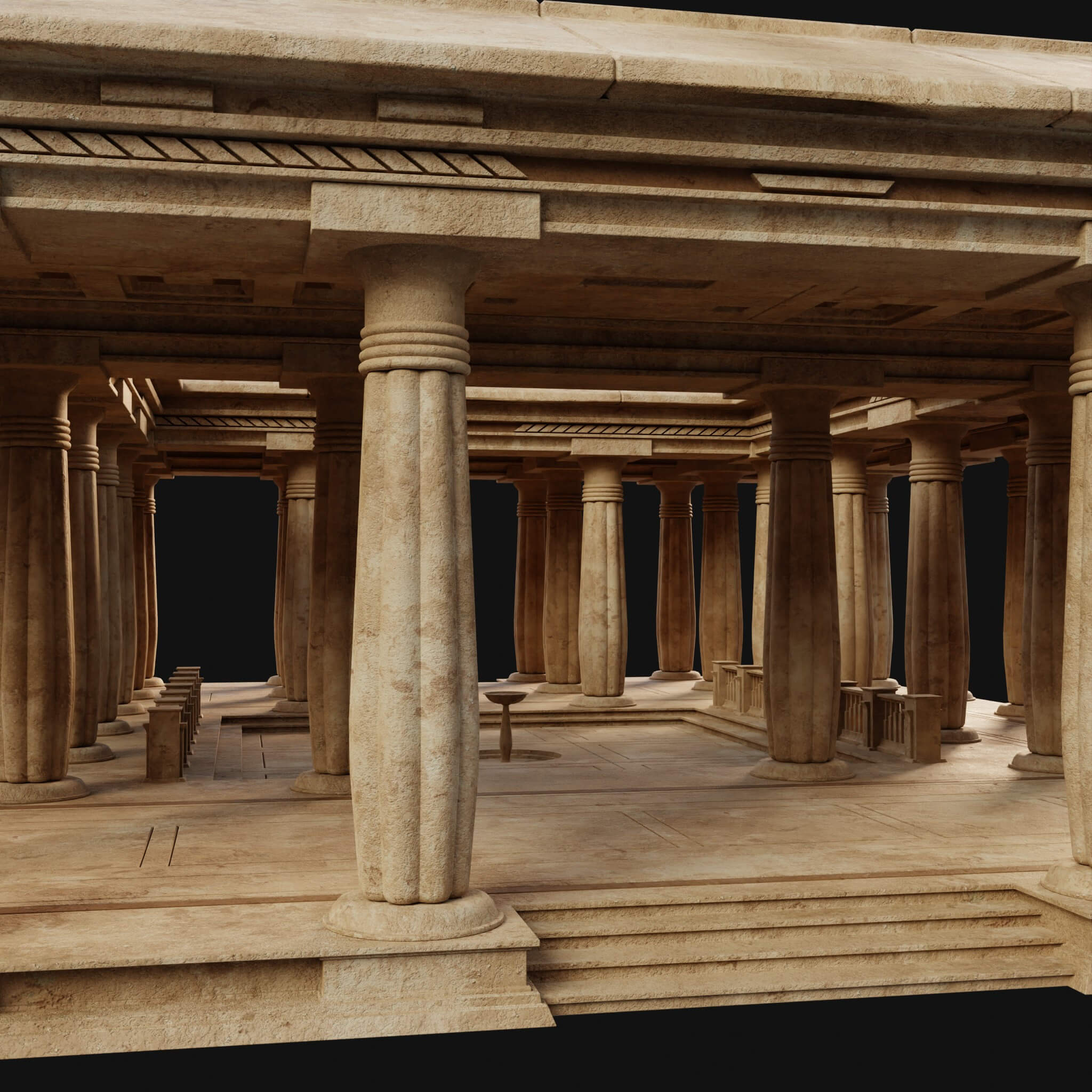 Egyptian Arab Desert Atrium Bathhouse Ancient Collection 3D Model by Enterables
