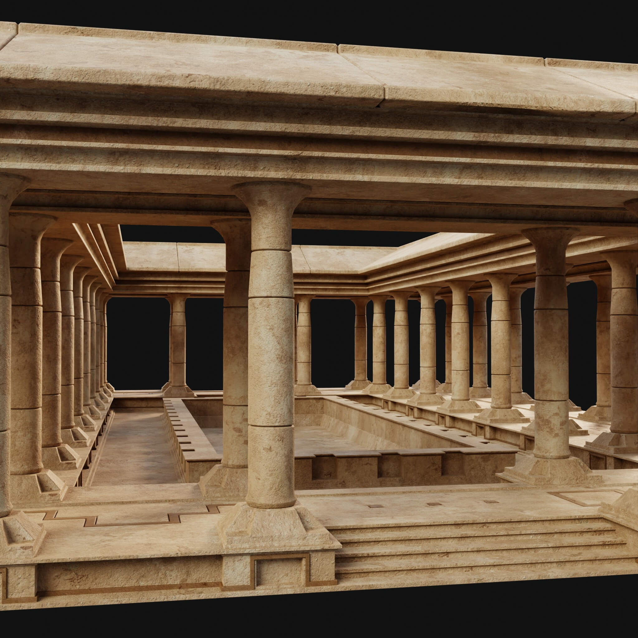 Egyptian Arab Desert Atrium Bathhouse Ancient Collection 3D Model by Enterables