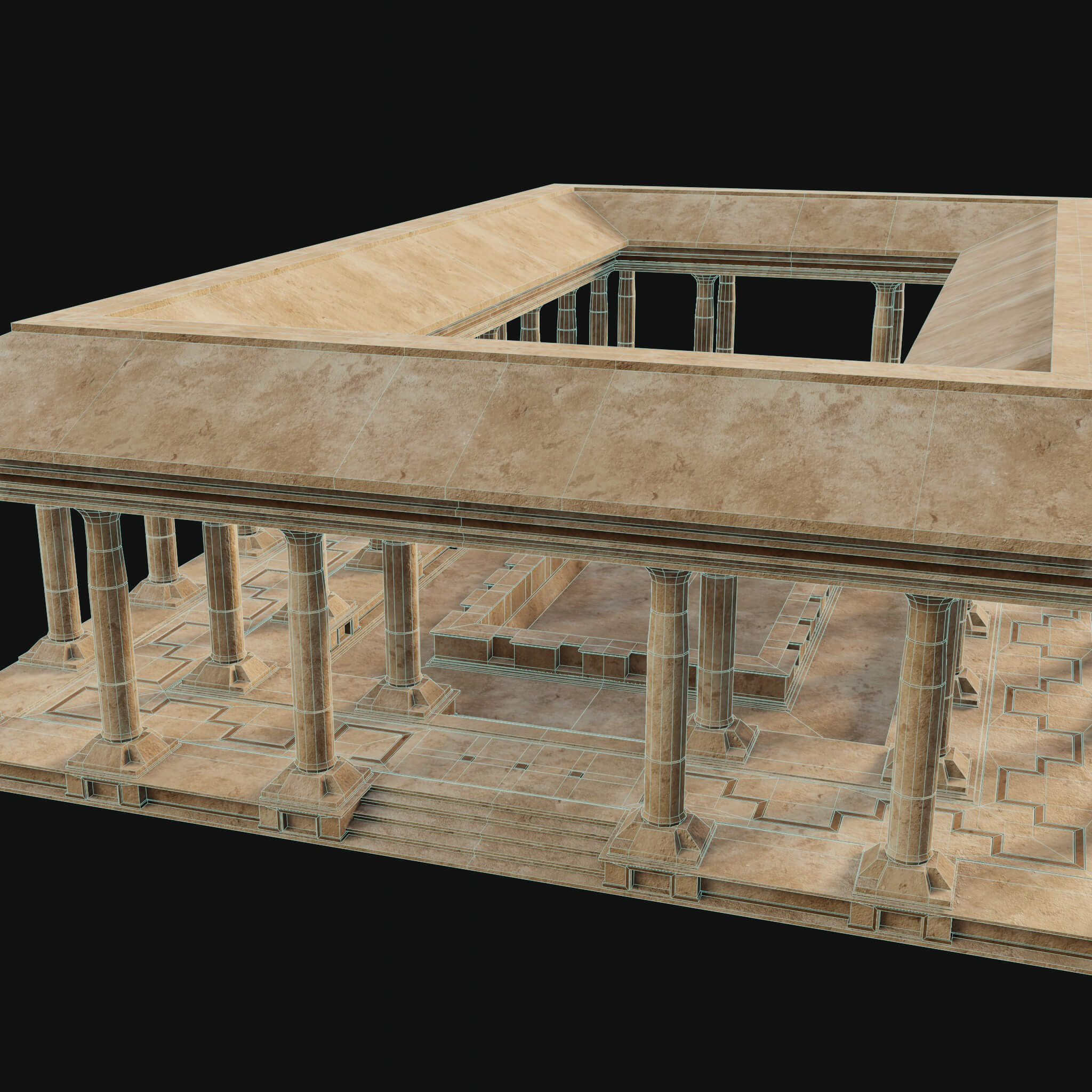 Egyptian Arab Desert Atrium Bathhouse Ancient Collection 3D Model by