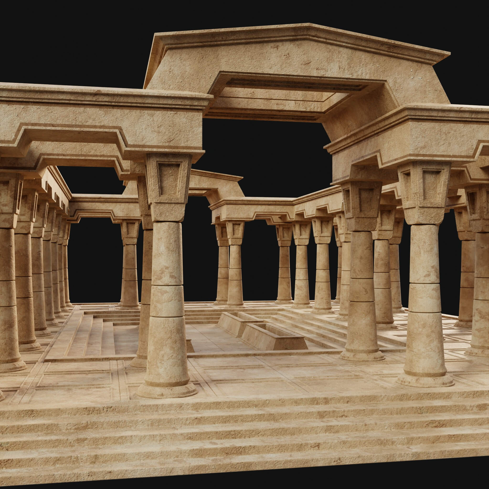 Egyptian Arab Desert Atrium Bathhouse Ancient Collection 3D Model by