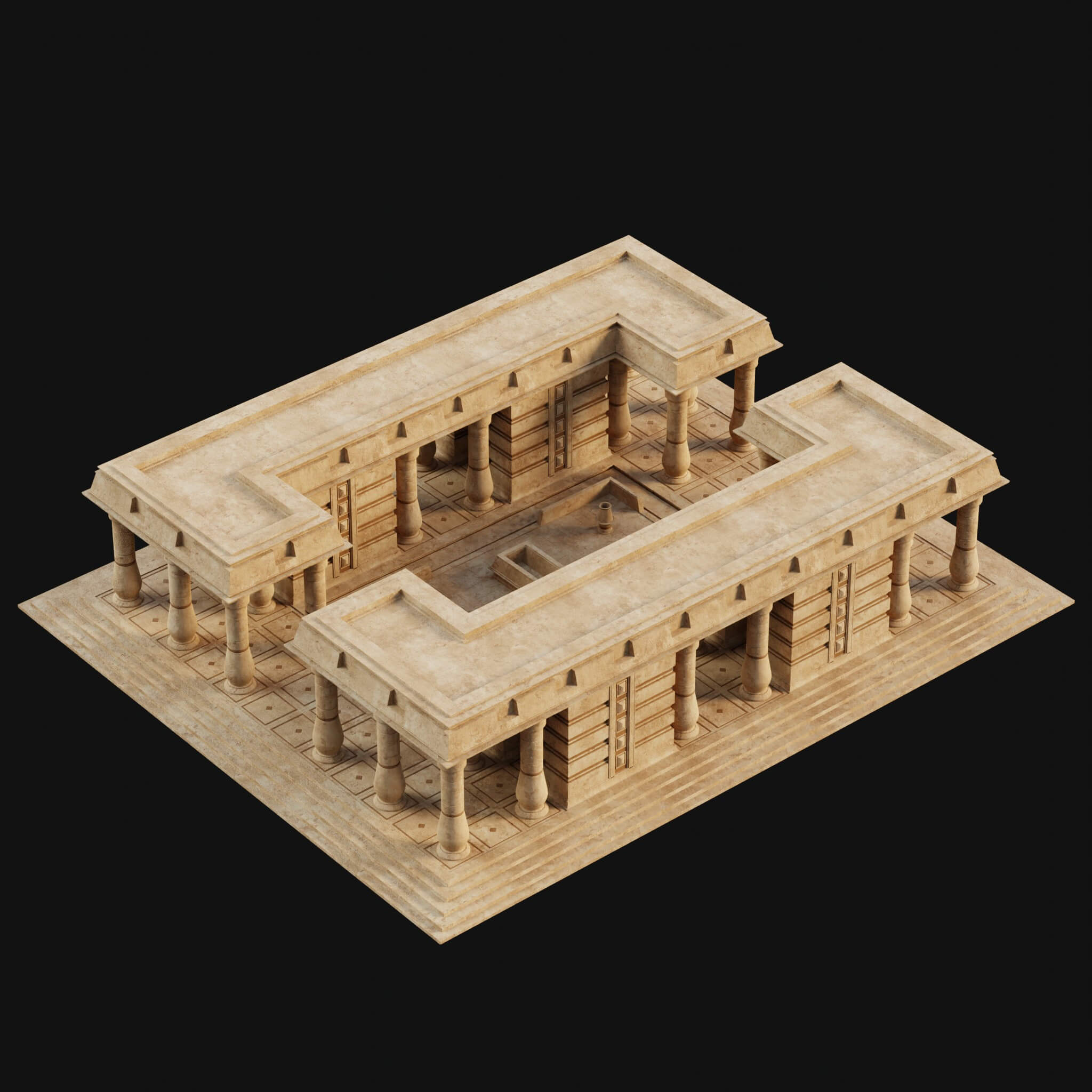 Egyptian Arab Desert Atrium Bathhouse Ancient Collection 3D Model by